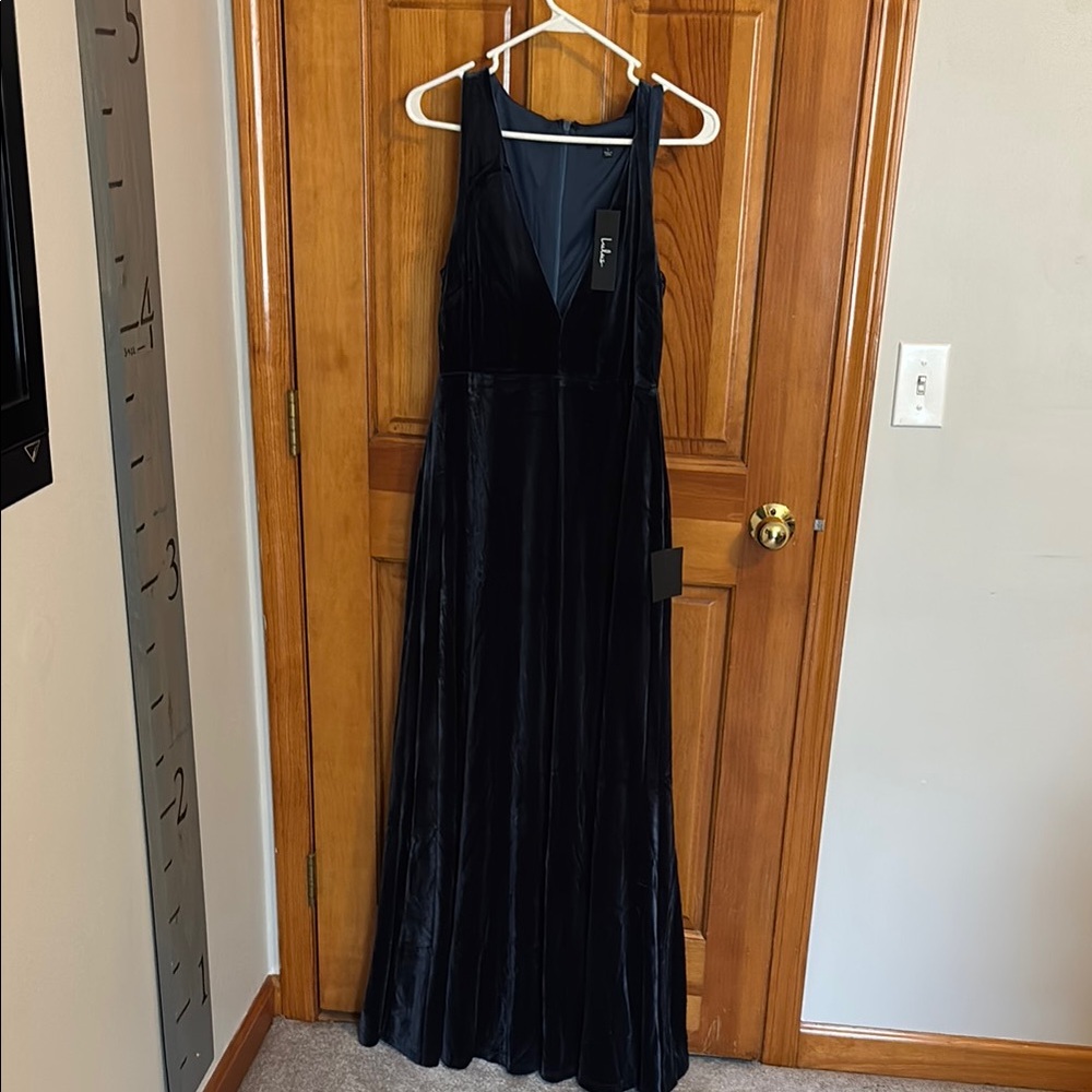 Lulu's Midnight Blue Velvet Maxi Dress